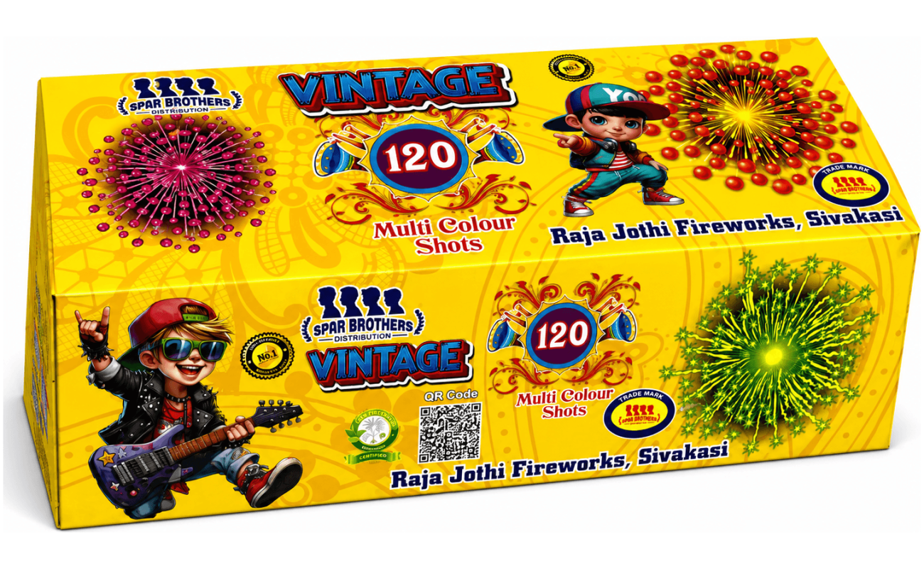 120 Shot Multicolor (Rajajothi brand) - Sivakasi crackers from AV Pyro Park