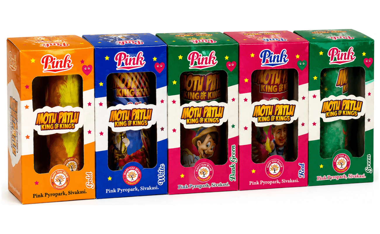 4″ Mottu Patlu Fountain (5pcs) (Pink brand) - Sivakasi crackers from AV Pyro Park