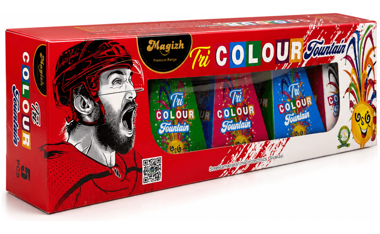 Tricolour Fountain (5pcs) - Sivakasi crackers from AV Pyro Park