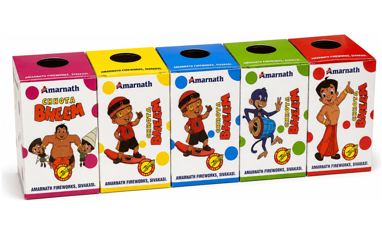 2 3/4″ Chotta Bheem Fountain (5pcs) (Amarnath brand) - Sivakasi crackers from AV Pyro Park