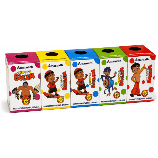 2 3/4″ Chotta Bheem Fountain (5pcs) (Amarnath brand) - Sivakasi crackers from AV Pyro Park